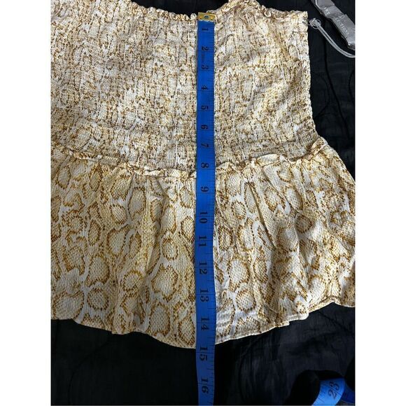 Tart Top Womens Size Medium Beige Snake Print Flowy Smocked Peplum Top NWT - Picture 10 of 11
